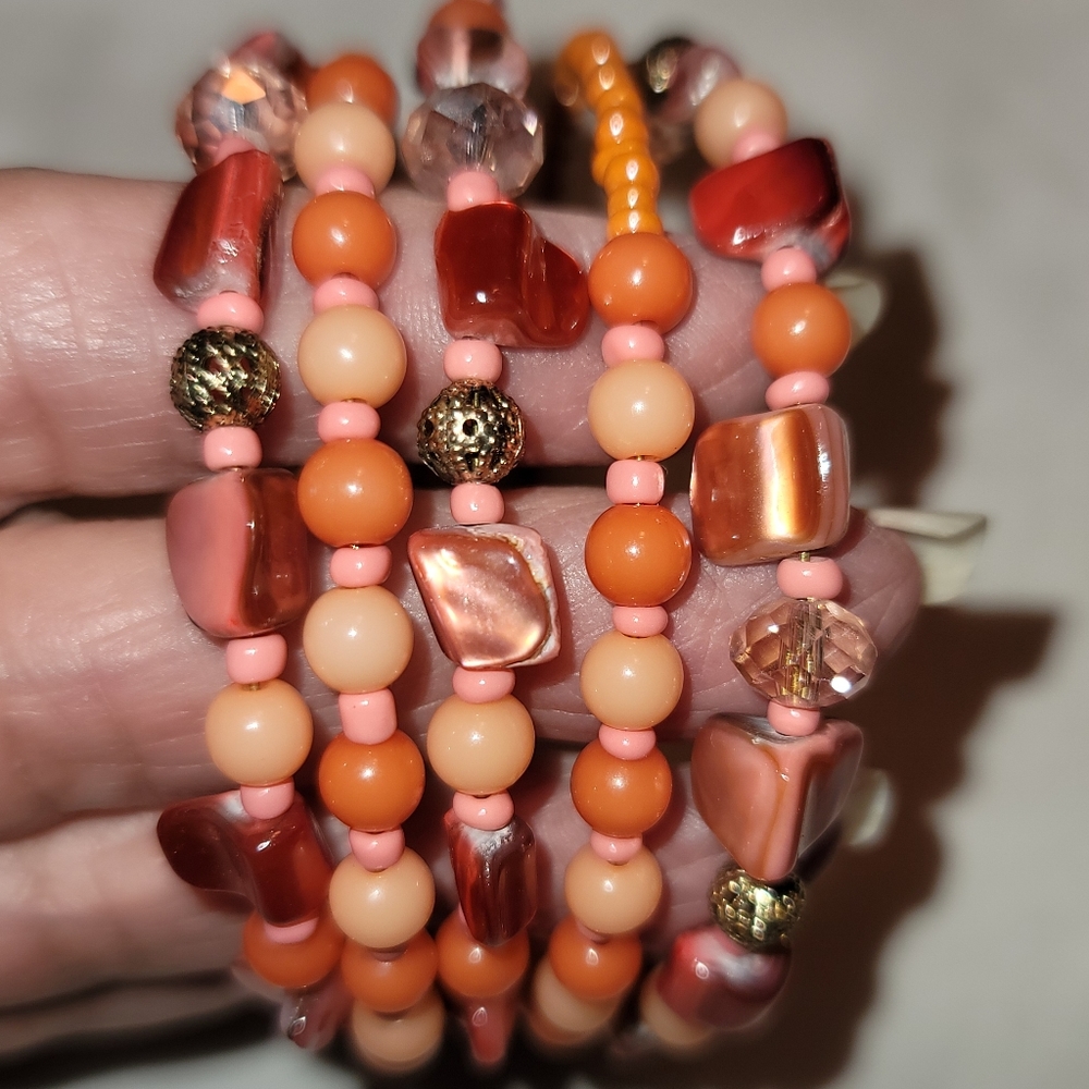 Shades of red wrap bracelet